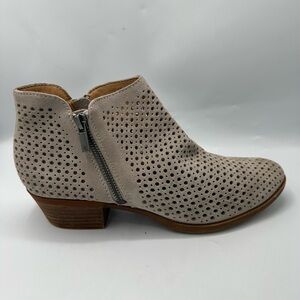 Lucky Brand Leather Perforated Baley Ankle Boot Size 8.5M